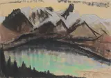 Käthe Loewenthal, Bergsee vor blauen Gipfeln, 1910, Coloured chalk