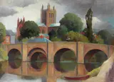 Kirche und Brücke in England by Heinrich Kralik von Mayrswalden, 1936, Oil on canvas, sold Dec 2008