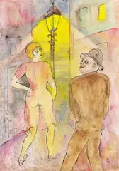 Bruno Voigt, Straßenszene, 1932, Watercolour