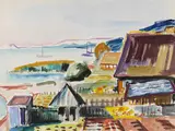 Gabriele Stock-Schmilinsky, Nidden - Dorf mit Blick ins Haff, 1941, Watercolour