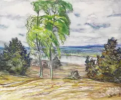 Paul Schad-Rossa, Landschaft mit See, 1910, Watercolour