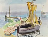 Gabriele Stock-Schmilinsky, Kurenkähne auf Nidden, 1939, Watercolour