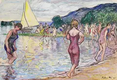 Paul Schad-Rossa, Badende am See, 1910, Watercolour