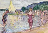Paul Schad-Rossa, Badende am See, 1910, Watercolour