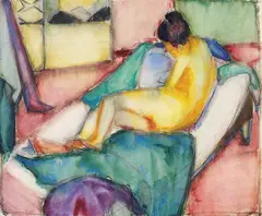 Josefine Mühlen-Schmid, Weiblicher Akt auf Liege, 1940, Watercolour