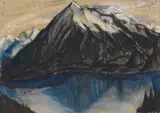 Käthe Loewenthal, Bergsee vor schneebedecktem Gebirge, 1910, Coloured chalk