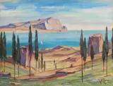 Heinrich Waldmuller, Klassische Landschaft, 1937, Oil