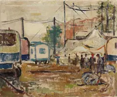 Karl Stachelscheid, Zirkusszene, 1930, Oil on canvas