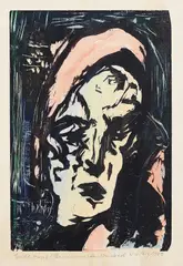 Walter Helbig, Weiblicher Kopf (Parisienne), 1923, Woodcut