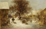 Anton Burger, Dorf im Winter, 1893, Oil on canvas
