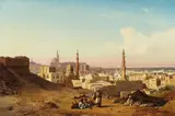 Max Schmidt, Ansicht von Kairo, im Vordergrund ruhende Araber, 1849, Oil on canvas