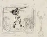 Franz von Stuck, Feinde ringsum, 1914, Pen and India ink