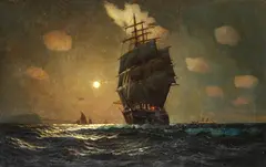 Robert Schmidt-Hamburg, Nächtliche Begegnung vor der Steilküste von Dover, 1920, Oil on canvas