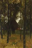 Thomas Herbst, Haus hinter Bäumen, 1880, Oil on paper