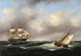Govert van Emmerick, Zugeschrieben - Brigg und Frachtsegler auf hoher See, 1860, Oil on canvas