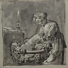 Leonard Bramer, 3 Blätter: Biblische Darstellungen, Brush and India ink drawing