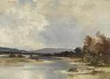Fritz Halberg-Krauss, Isarlandschaft bei Lenggries, Oil on canvas