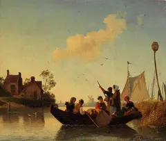 Hermann Mevius, Holländische Küstenlandschaft mit einem Ruderboot, 1845, Oil on canvas