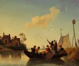 Hermann Mevius, Holländische Küstenlandschaft mit einem Ruderboot, 1845, Oil on canvas