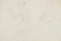 Wolfgang Adam Töpffer, Deux études de femme assise, 1810, Pencil drawing