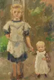 Ernst Müller-Scheeßel, Zwei Mädchen, 1920, Oil