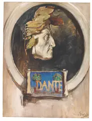 Hans von Bartels, Porträt Dante, 1899, Gouache
