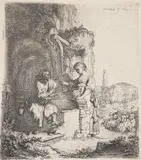 Christus und die Samariterin by Rembrandt Harmensz van Rijn, 1634, Etching, sold Oct 2008