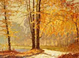 Erich Mercker, Herbstbäume im Park, Oil on canvas