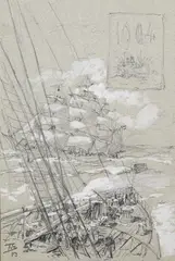 Themistockles von Eckenbrecher, 4 Blätter: Schiffsdarstellungen, 1898, Pencil drawing