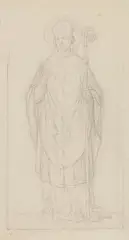 Eduard von Steinle, Stehender Bischof, 1850, Pencil drawing