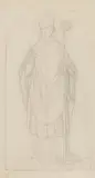 Eduard von Steinle, Stehender Bischof, 1850, Pencil drawing
