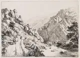 Johann Christoph Erhard, Der Schiebkärrner mit dem Hunde (Ansicht in der "Brühl" bei Wien), 1818, Etching