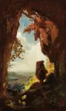 Gnom, Eisenbahn betrachtend (Gnomen) by Carl Spitzweg, 1848, Oil on panel, sold Apr 2008