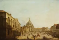 Bernardo Bellotto gen. Canaletto, Nach - Der Neumarkt in Dresden vom Jüdenhof aus, 1800, Oil on canvas