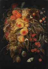Ottmar Elliger, Fruchtgehänge mit zahlreichen Insekten, 1660, Oil on panel