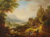 Christian Georg Schüz I, Kleine Rheinlandschaft, 1765, Oil on panel