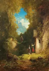 Willy Moralt, Vor der Waldkapelle, Oil