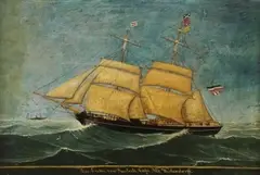 August Lasczky, Brigg aus Rostock "Die Eiche von Rostock Capt. Alb. Westendorff", 1871, Oil on canvas