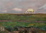 Fritz Mackensen, Ziege auf dem Deich, 1910, Oil