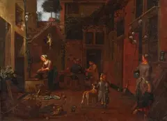 Jan van Buken, Innenansicht eines Hofes, 1682, Oil on canvas
