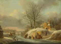 Jacobus van der Stok, Winterliche Szene, 1836, Oil on panel