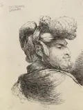 Kleine Kopfstudien mit orientalischem Kopfschmuck by Giovanni Benedetto Castiglione, 1645, Etching, sold Apr 2008