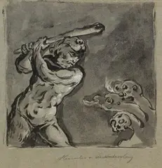 Leonard Bramer, 4 Bll.: Mythologische Darstellungen, Brush and India ink drawing
