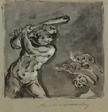 Leonard Bramer, 4 Bll.: Mythologische Darstellungen, Brush and India ink drawing