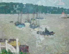 Willy Dammasch, Die Elbe von Finkenwerder, 1910, Oil on canvas