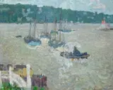 Willy Dammasch, Die Elbe von Finkenwerder, 1910, Oil on canvas