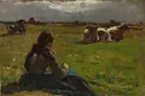 Julius Paul Junghanns, Zugeschrieben - Bäuerin auf der Kuhweide