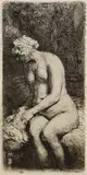 Nackte Frau im Freien, mit den Füßen im Wasser by Rembrandt Harmensz van Rijn, 1658, Etching, sold Apr 2008