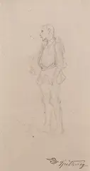 Mann in Rüstung by Carl Spitzweg, 1830, Pencil drawing, sold Apr 2008