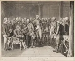 Daniel Nikolaus Chodowiecki, Ziethen vor seinem Könige sitzend, 1786, Etching